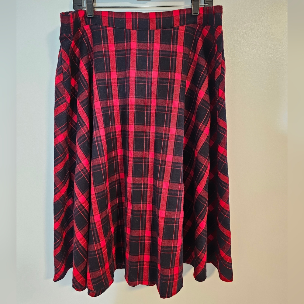 Eloquii Plaid Red Navy Flannel Skirt 18